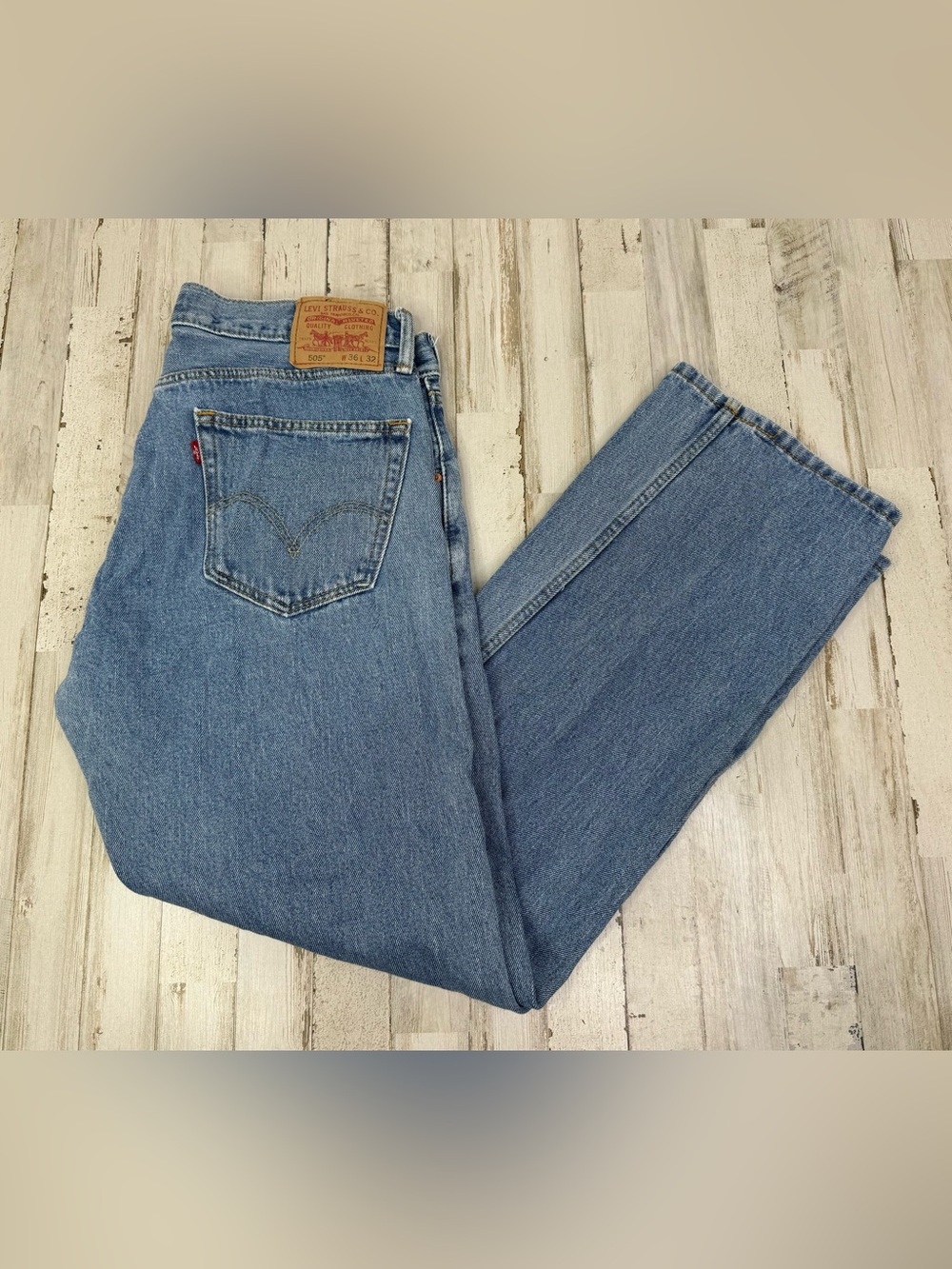 Vintage Levis 505 Pants Jeans Men 36x31 Denim Stretch Blue Straight